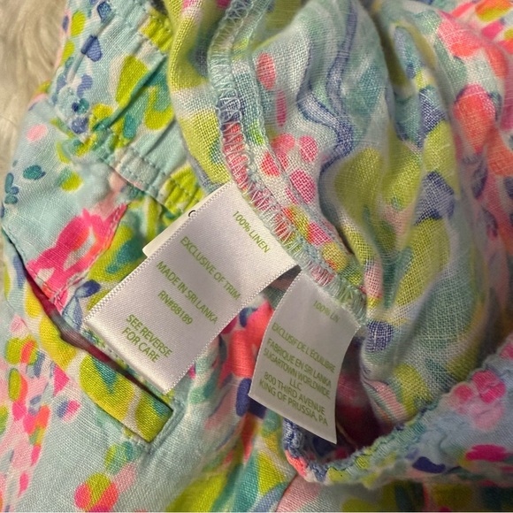 Lilly Pulitzer Linen Palazzo Pants XS Tropical Print Wide Leg Resort Wear - Picture 5 of 7